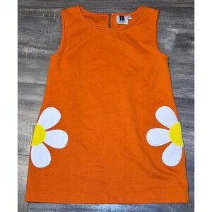 Lisa Perry Girls Dress Size 6 7 Orange with Applique Flowers NEW NWOT